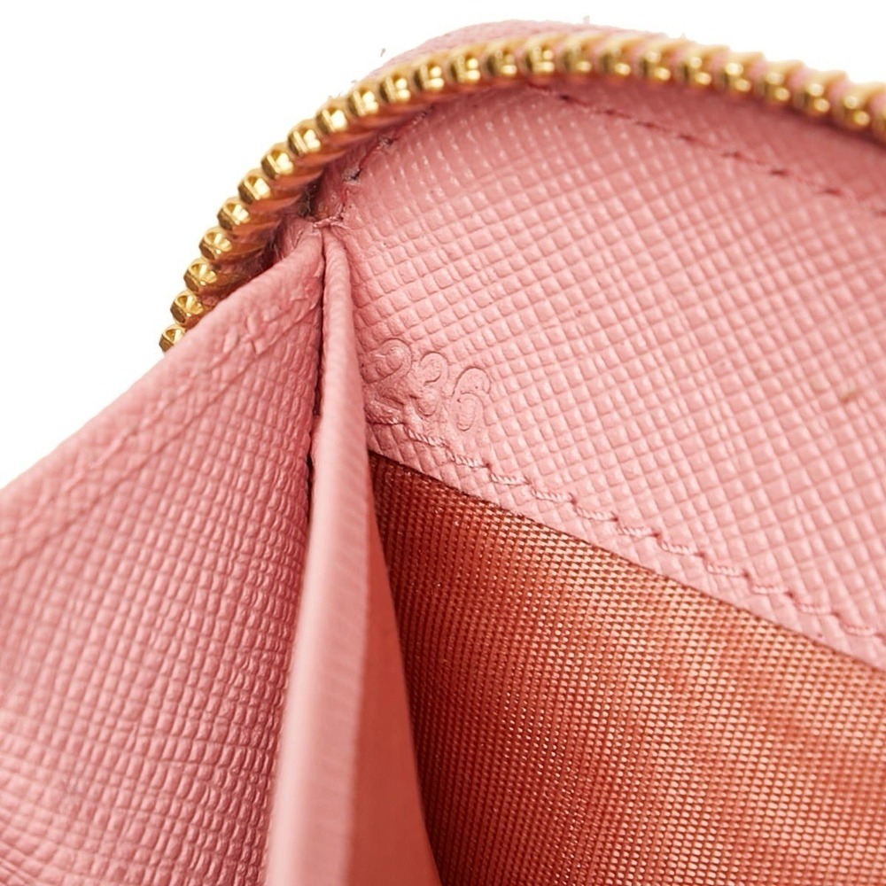 Prada Pink Saffiano Leather Bow Zip Around Long Wallet Gold Hardware Italy - Picture 8 of 10